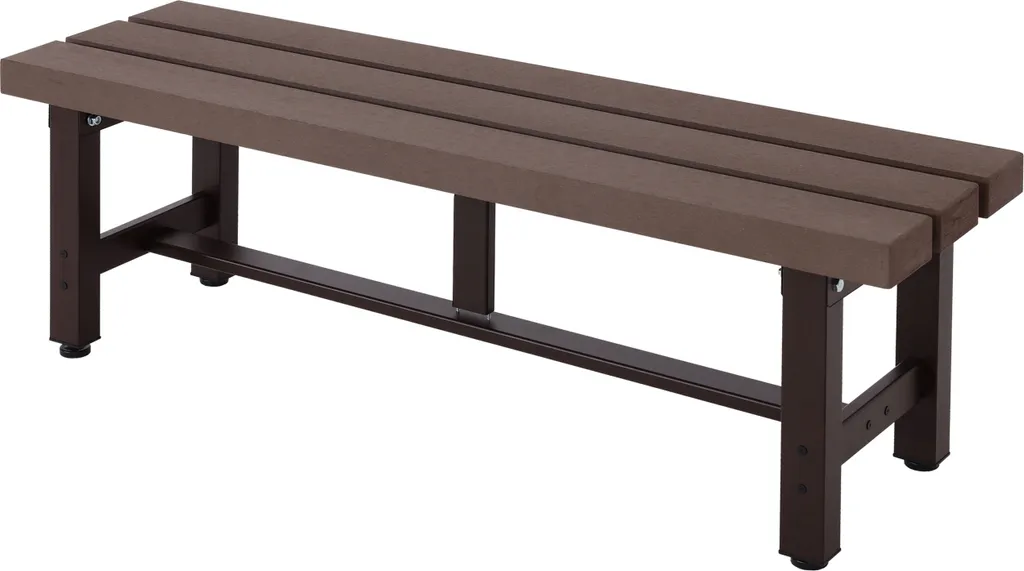 Banc de jardin HWC-K60 en aluminium et WPC brun 120cm résistant