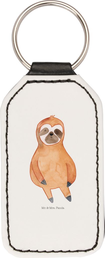 Mr. & Mrs. Panda Schlüsselanhänger Faultier Zufrieden - Weiß - Geschenk, Mit Spruch, anhänger für schlüssel, Glücklich, Ruhe, schlüsselbund...