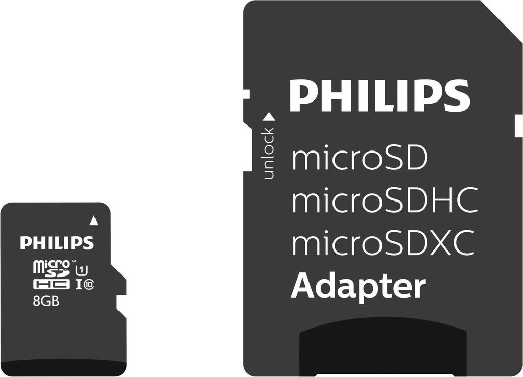 Philips Micro-SDHC-Card 8GB  Class 10, UHS-I U1, incl. Produktbild 