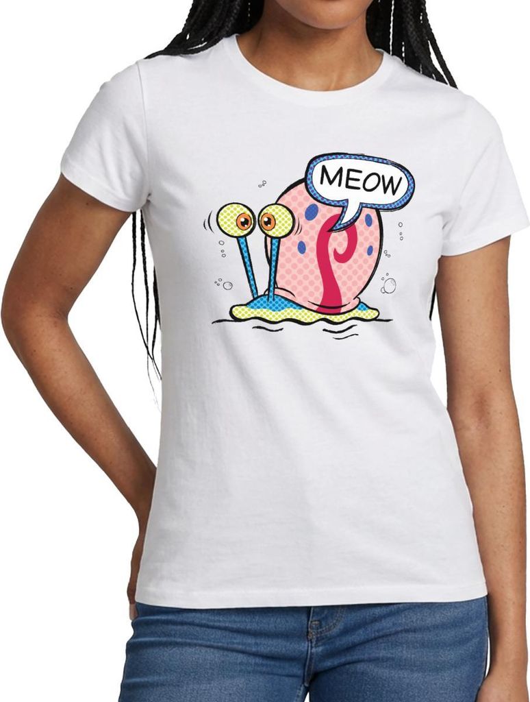 Spreadshirt SpongeBob Schwammkopf Gary Die Schnecke Frauen T-Shirt, S, Weiß