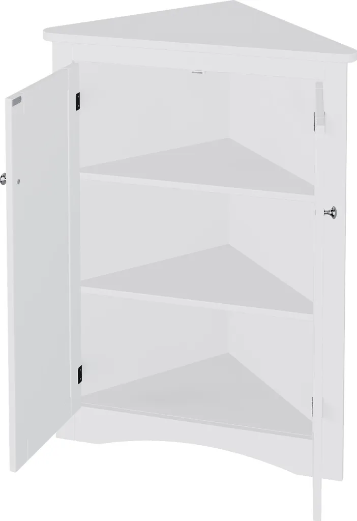 Merax Armoire d'Angle de Salle de Bain Blanche avec 2 Portes Vitrées