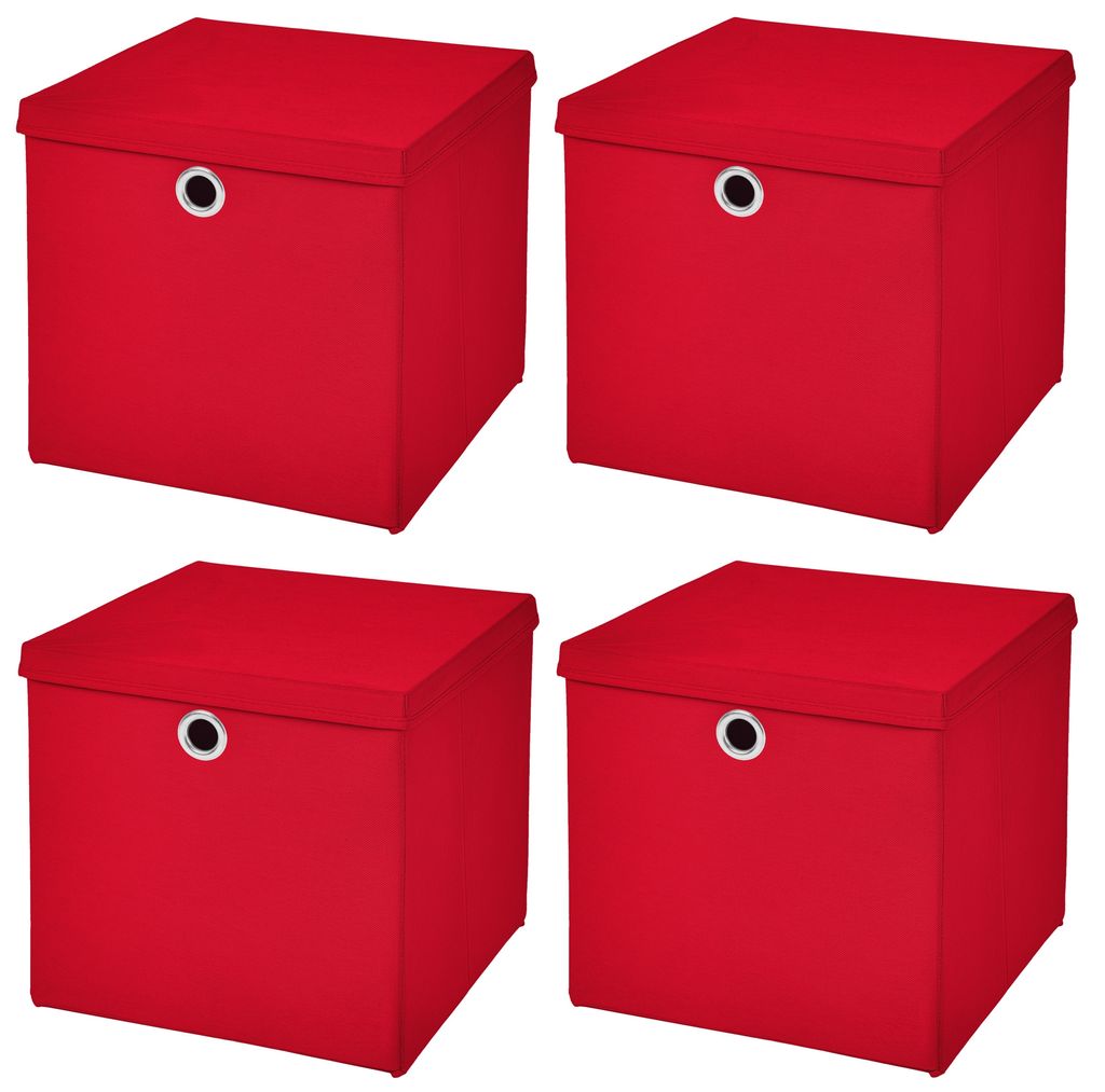 4 Stück Rot Faltbox 33 x 33 x 33 cm