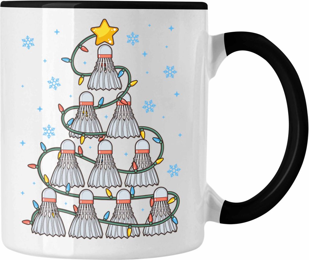 Trendation - Badminton Weihnachten Tasse Geschenk Badmintonspieler Geschenkidee Trainer Coach (Schwarz)