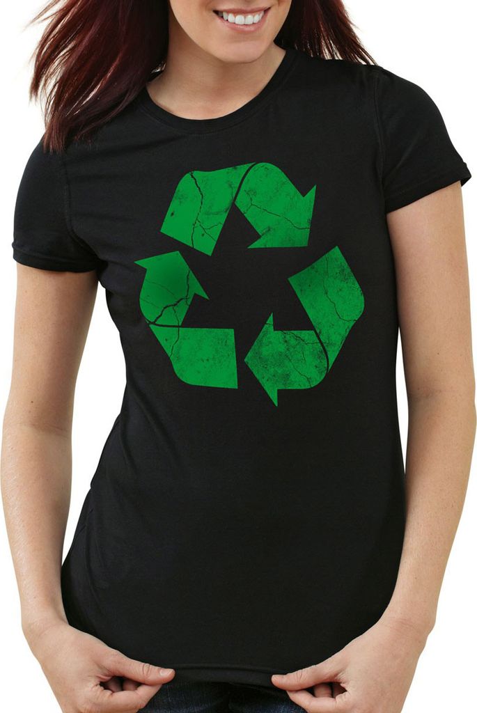 style3 Recycle Damen T-Shirt leonard, Farbe:Schwarz, Größe:L