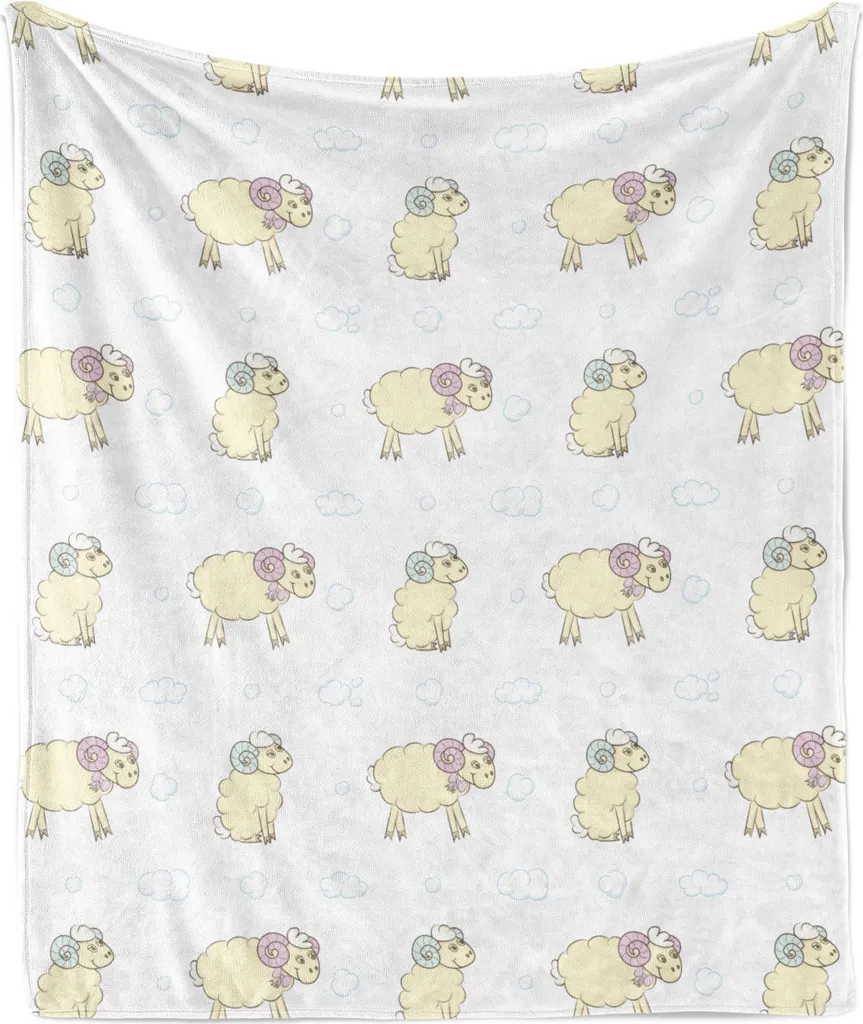 Plaid Morbido Nuvole ABAKUHAUS - Coperta Flanella 125x175 cm Crema