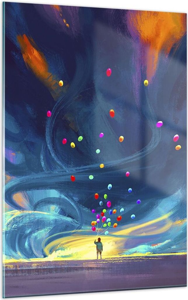 Bilder auf glas - Einteilig - Abstraktion Ballon - 50x70cm - Glasbilder - Wandbilder - Bilder - zum Aufhängen bereit - Wanddekoration aus Glas - G...