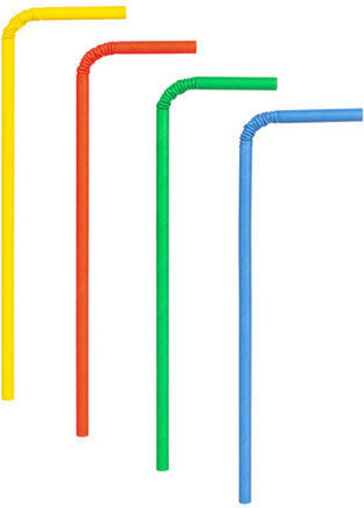200x Trinkhalme aus Papier flexibel bunt Ø6mm 24cm Produktbild 