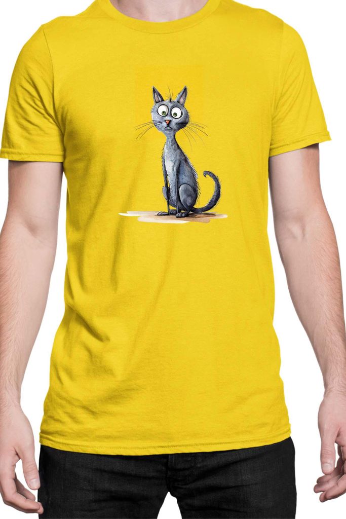 Herren T-Shirt Funny Cats Breeds Korat Cat, Man XL / Gelb