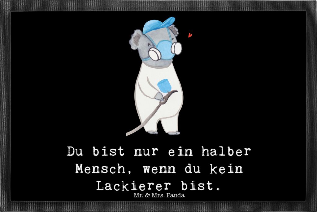 Mr. & Mrs. Panda fußmatte Lackierer Herz 40 x 60 cm - Schwarz - Geschenk, Ausbildung, Türmatte, Schmutzfangmatte, Spruch, Fußabtreter, Witzig, S...
