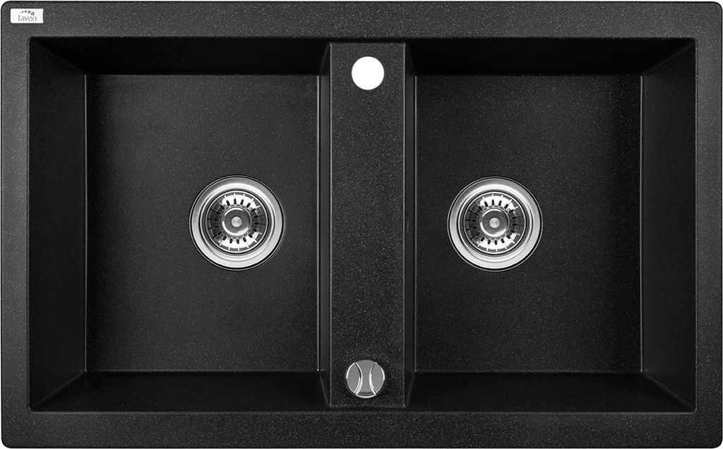 Design Granitspüle 2 Becken Schwarz 480x780x185 mm
