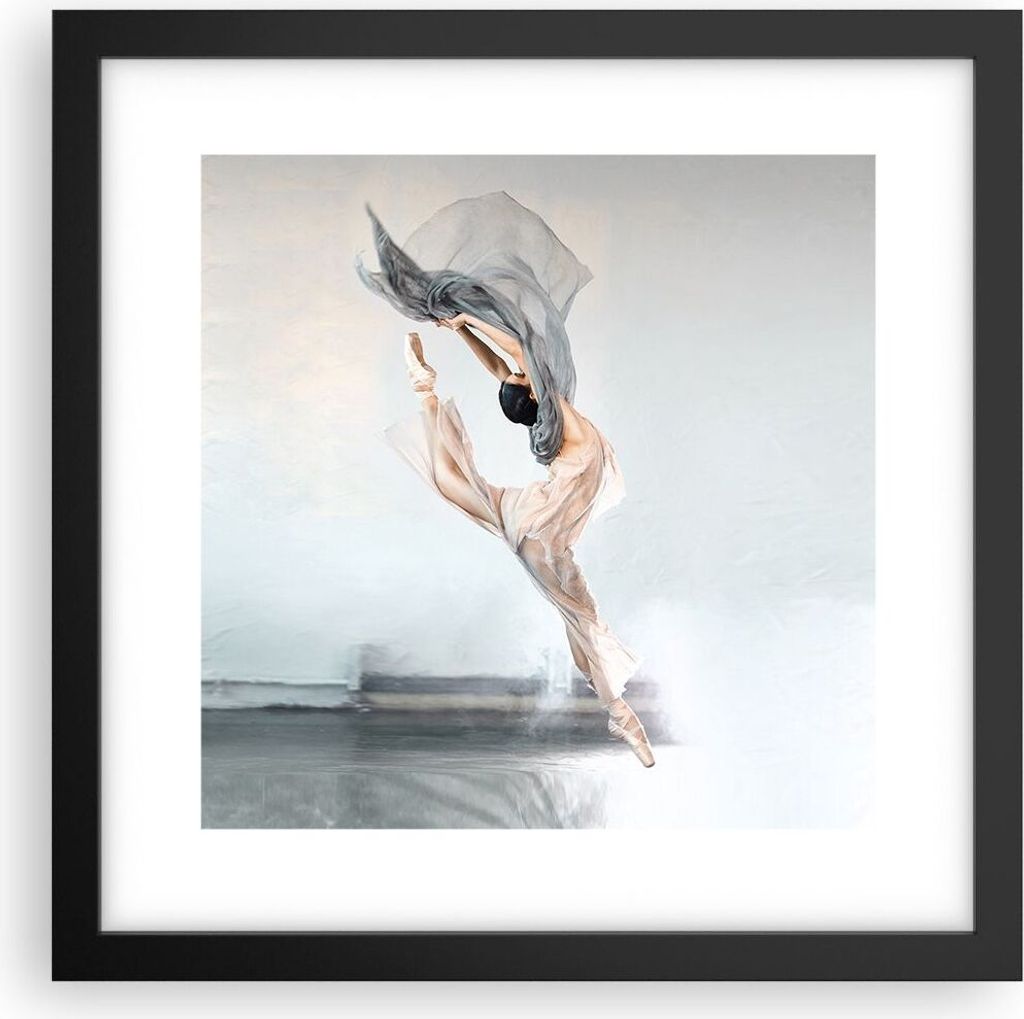 Gerahmtes Poster - Schwarzer Rahmen - Tanz Frau Ballerina - 30x30 cm - Wand Bild - Wanddeko - Wandbilder - Kunstposter - Wandposter - Bilderrahmen ...