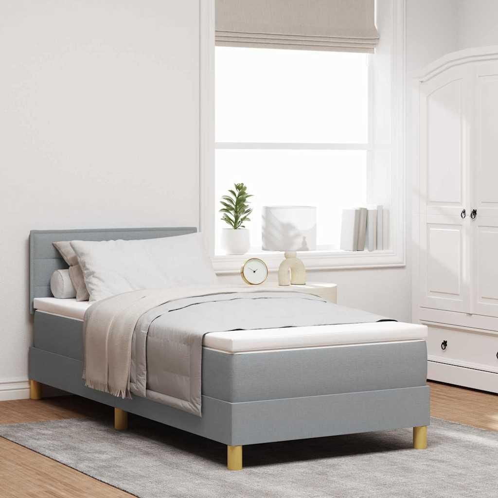 Maison Exclusive - LED Boxspringbett mit Kopfteil Hellgrau 100 x 200 cm Stoff