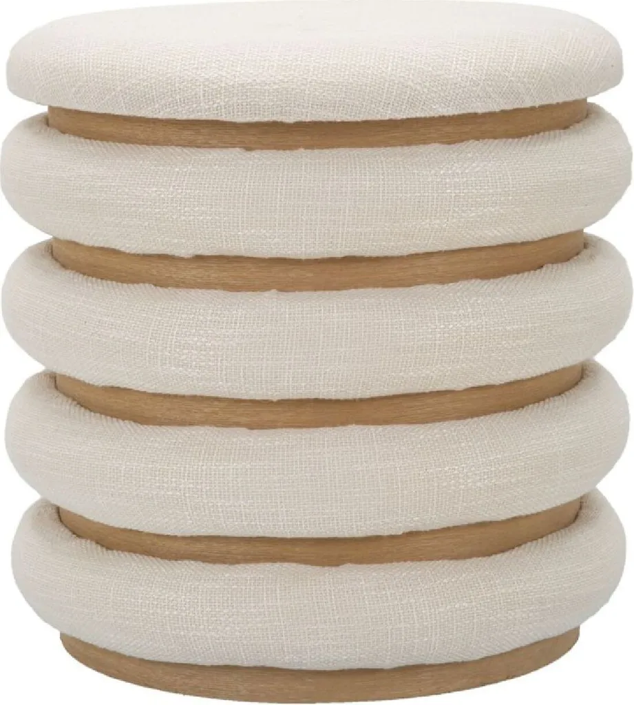 Ajoutez une assise avec ce pouf rond Damascus Line naturel Mauro Ferretti