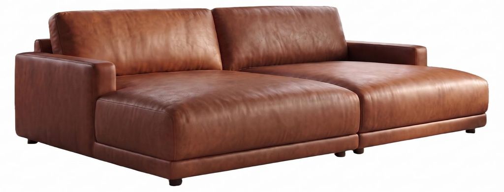 KAWOLA Big Sofa MARLIN Lederfaserstoff cognac Produktbild  KI-generiertes Bild