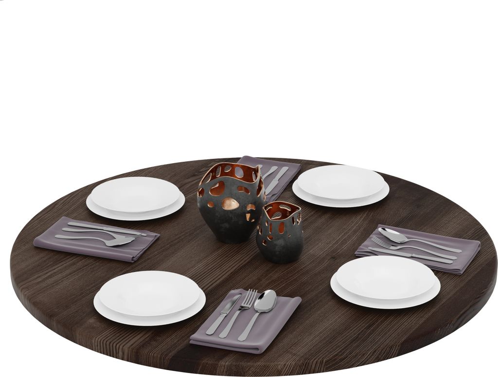 LAMO Manufaktur Tischplatte rund 100 cm aus Naturholz | Holzplatte für Esstisch, Küchentisch, Bistrotisch | Stärke: 28 mm | Farbe: Ebenholz