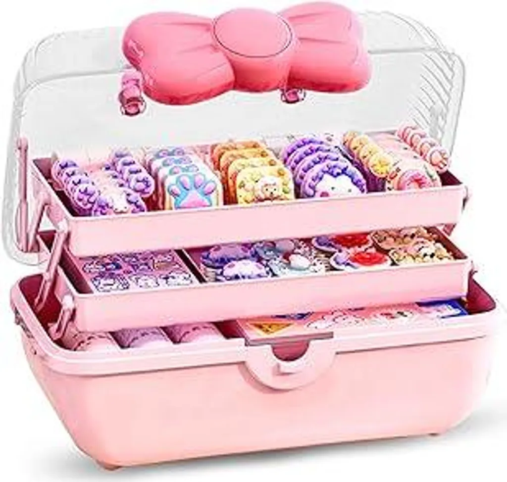 Cofanetto Portagioie Rosa XHYASD con Chiusura Farfalla a 3 Piani