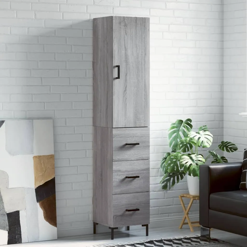 vidaXL Credenza Grigio Sonoma 34,5x34x180 cm Materiale a base di legno