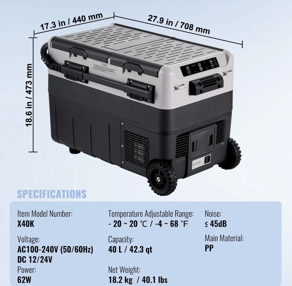 Glacière Électrique à Compression 40L Double Zone pour Camping et Auto - 7
