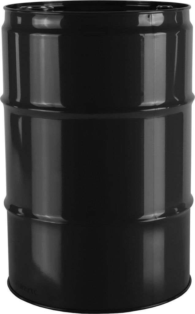 Stahlmetallfass TH 60L mit 2 und 3/4 Kappen - SCHWARZ Produktbild 