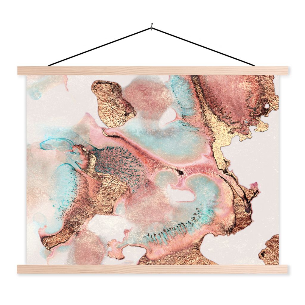 MuchoWow Textilposter Tinte - Pastell - Abstrakt 40x30 cm mit holzfarbenen Rahmen - Bilder
