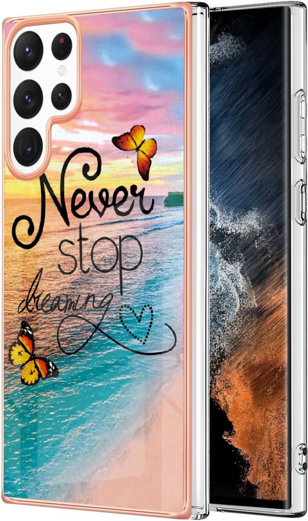 Hülle für Samsung Galaxy S22 Ultra 5G Muster TPU Silikon Stoßdämpfer Bumper Schutzhülle Gold