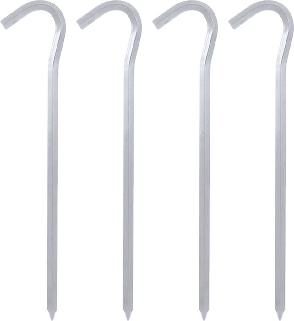 4 Stück Zeltheringe aus Aluminium, rostfrei, korrosionsbeständig, Sechskantstange, leicht, Heringe für Vordach, Heringe, 4 Stück, Silber