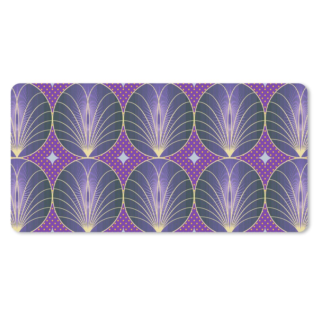 MuchoWow Mauspad Mousepad Muster - Kreis - Lila - Jahre 20s 60x30 cm - Mousepads - Maus Mat - Pad - Mausunterlage - Nachhaltig