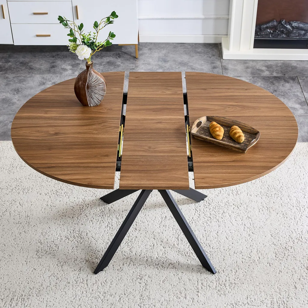 Table extensible gain de place en noyer et métal pour petits espaces - 5