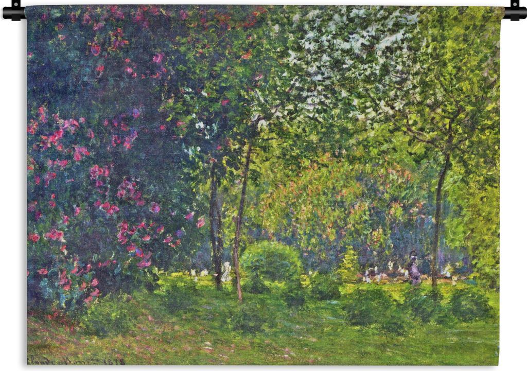 MuchoWow Wandteppich Wandbehang Parc Monceau - Gemälde von Claude Monet 90x67.5 cm Tapisserie Dekoration Wandtuch - Fototeppich - Wand-Skulpturen