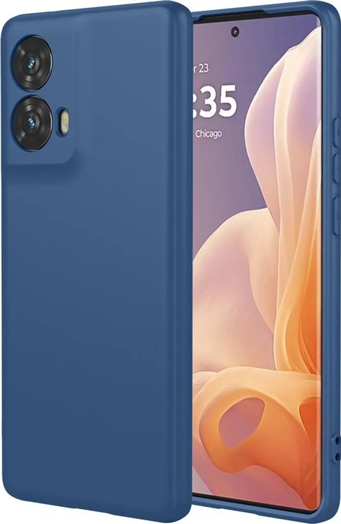 Custodia Moto G85 Blu Scuro Soft Silk Phonesta - Effetto Velluto