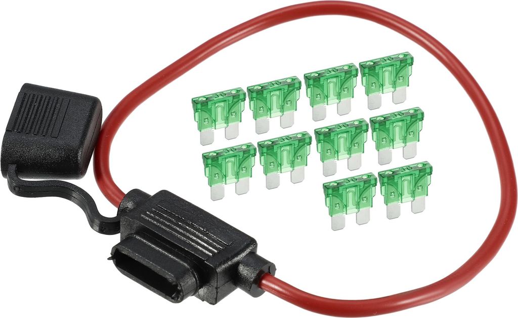 30A Standard Blade Style Sicherung 12 AWG Sicherungshalter Wasserdichter 12 Gauge Sicherungshalter Blade Style Inline Sicherungshalter Metall Schwarz