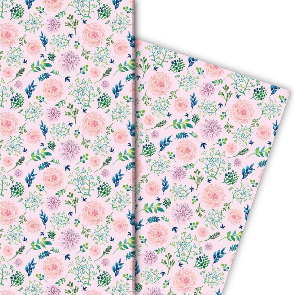 Wunderschönes Blüten Geschenkpapier mit einem Hauch von Sommer auf rosa - G5116, 32 x 48cm