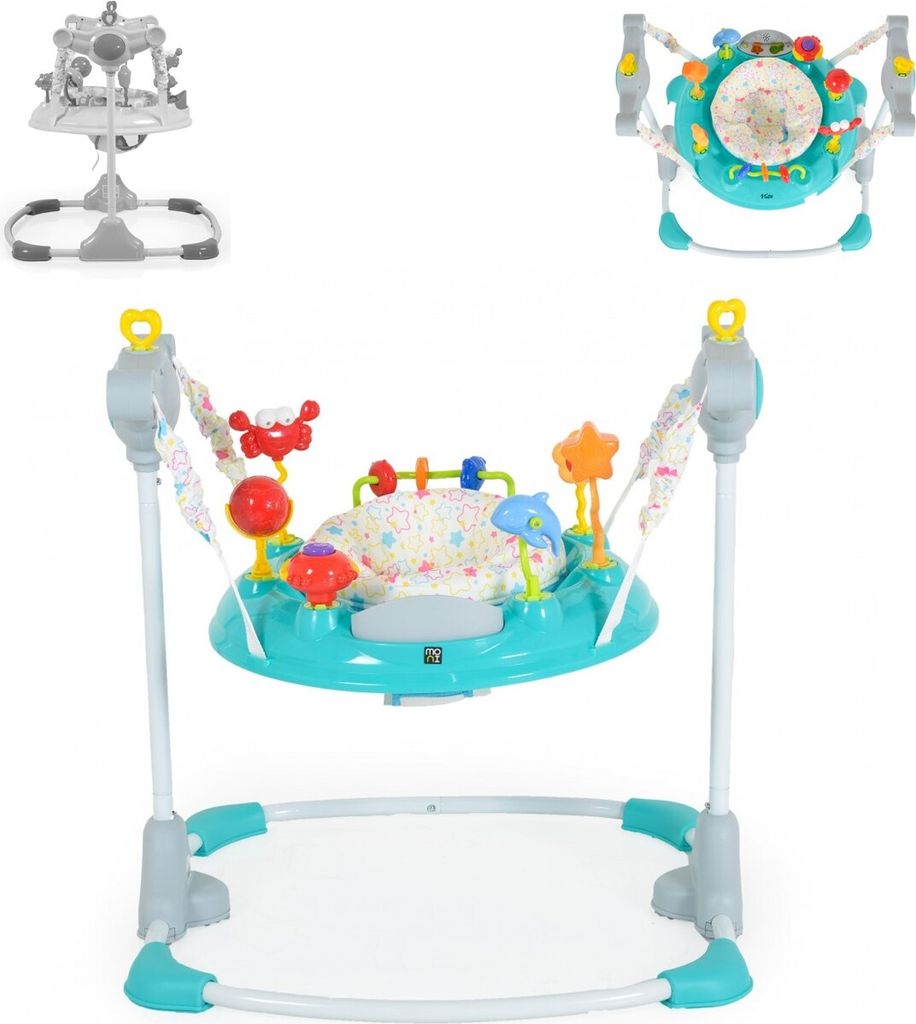 Hopser Vista mit Spielcenter, Musik, Licht, MP3-Anschluss, Höhe einstellbar grau türkis