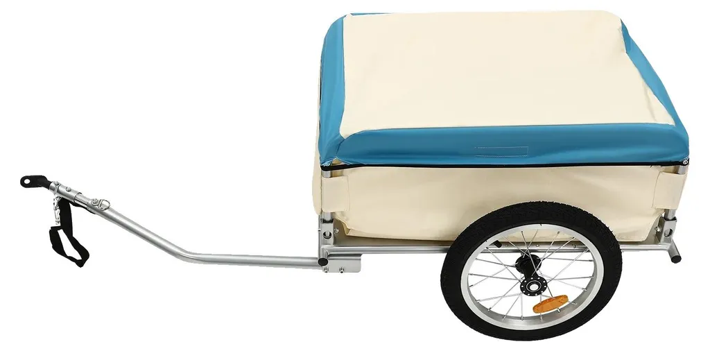 Remorque vélo pour transporter charges lourdes montage sans outils bleu