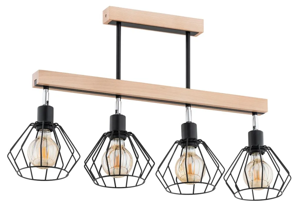 Grande suspension pour table à manger PILAR en bois, luminaire chic