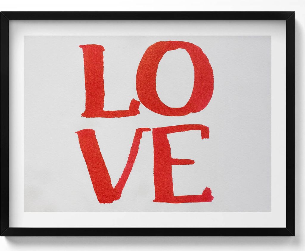 Rotes LOVE-Graffiti– Wandbild mit Rahmen – Gerahmtes Bild – Wanddekoration – 80x60 cm – Schwarz Rahmen