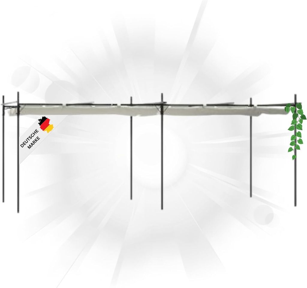 DELUKE Terrassenüberdachung mit Schiebedach OLIMP | Creme 589x292x230cm | Pergola Garten Pavillon Rankhilfe Sonnenschutz Gartenpergola Gartenpav...