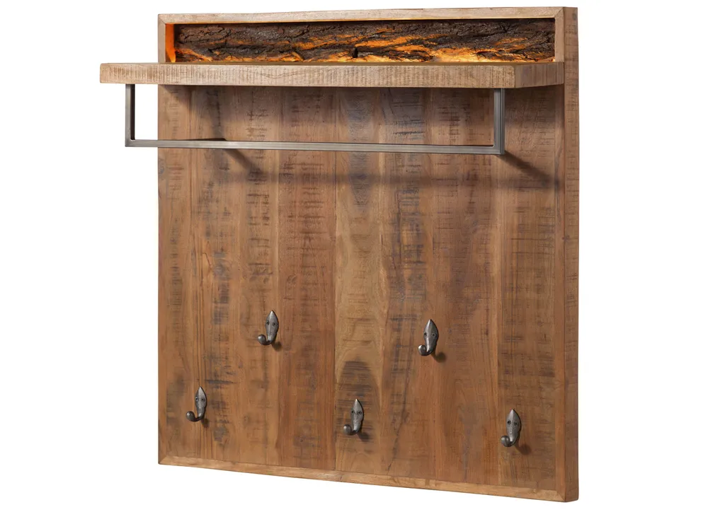 Porte manteau design BARK en acacia laqué avec bords d'arbre naturels