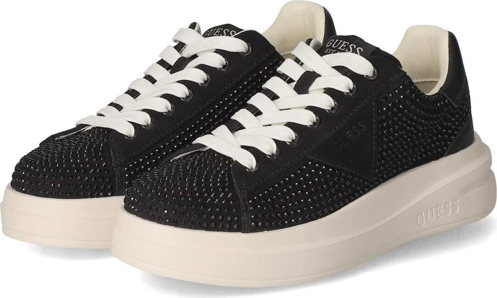 Guess Damen Low Sneaker Schwarz Leder Synthetik Mix Größe: 41
