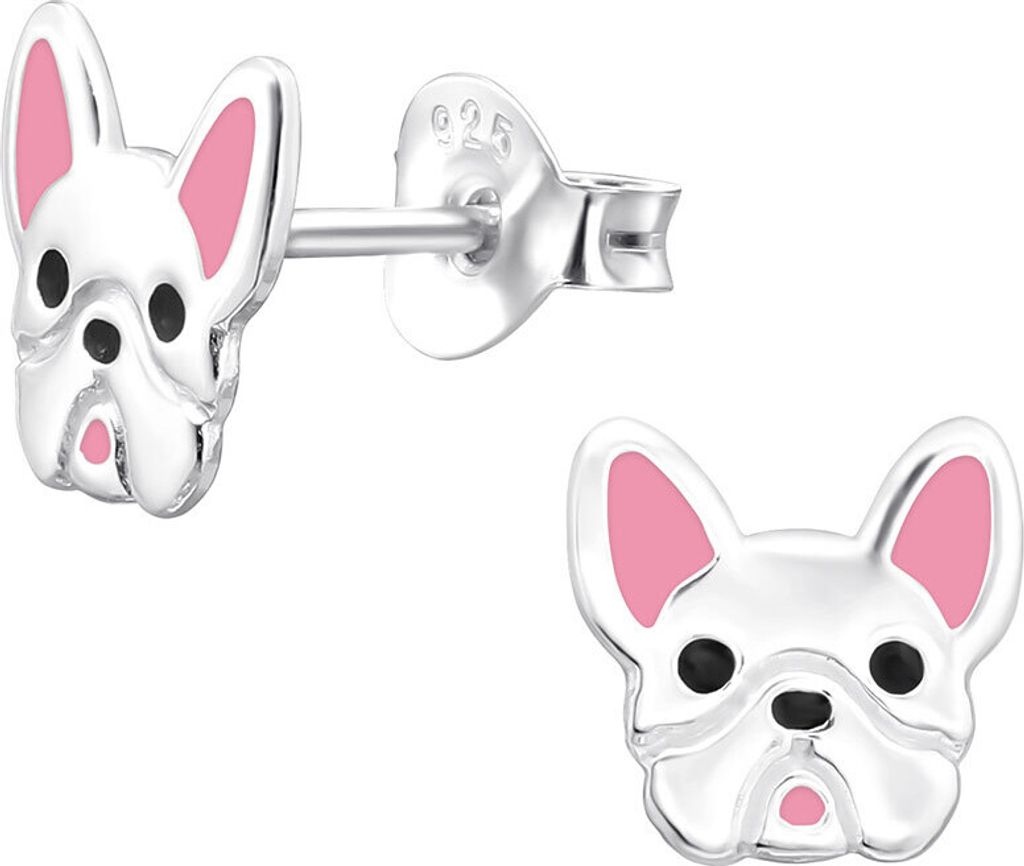 Ohrstecker Französische Bulldogge: Hunde Ohrringe Silber Produktbild 