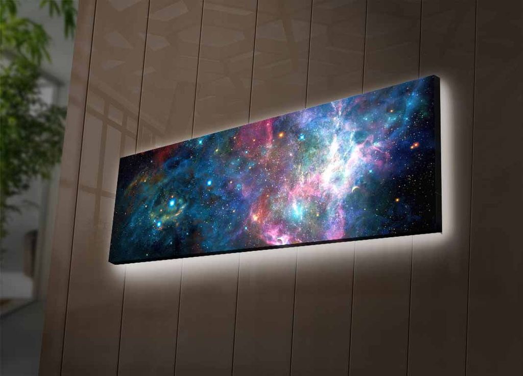 Opviq, 3090NASA- LED4305, Bunt, Leinwandbilder, 30 x 90 cm, 100% Wildleder -Leinwand