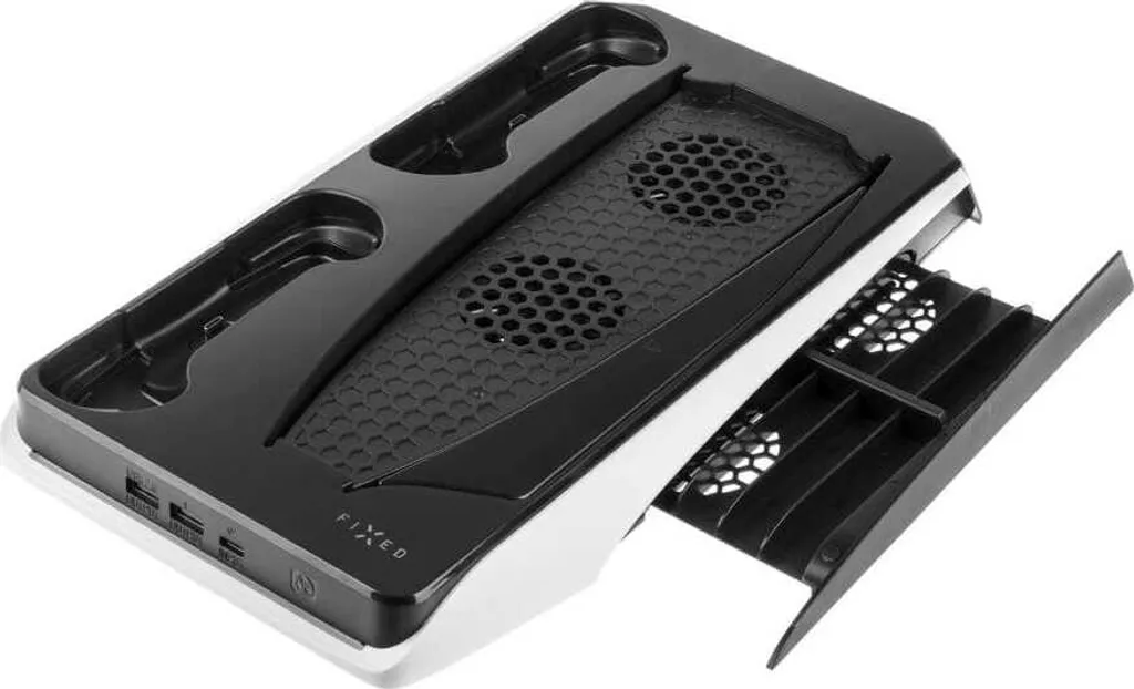 FIXPS5-MCS-BW: Supporto Verticale PS5 con Ventole e Dock Ricarica Rapida - 2