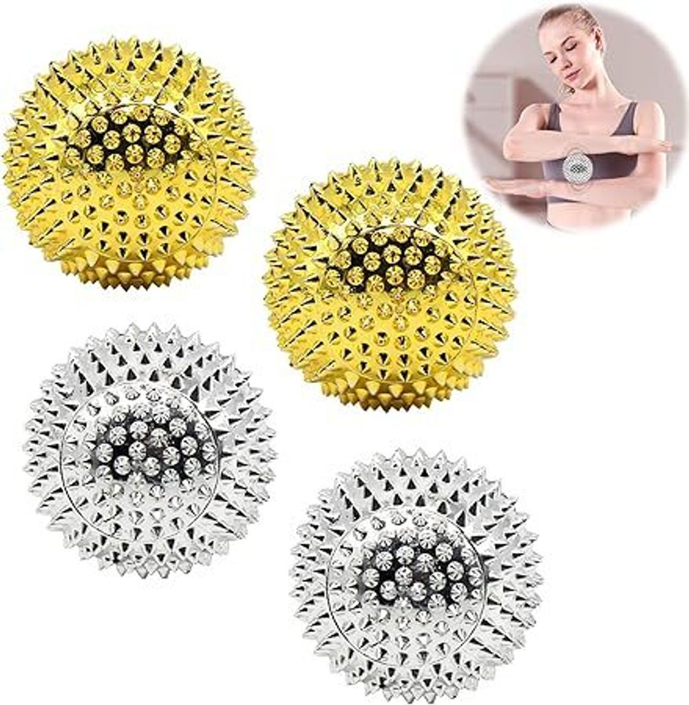 4 Stk Magnetic Acupressure Balls für Finger Igelball Massage, Magnetische Akupressurkugeln, Igelball Klein Metall, für Stress Relief Oder Massage...