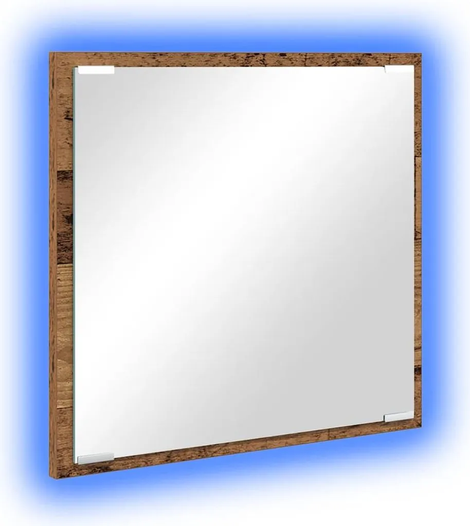Specchio Bagno Illuminato LED Legno 40x37 cm | Montaggio Facile