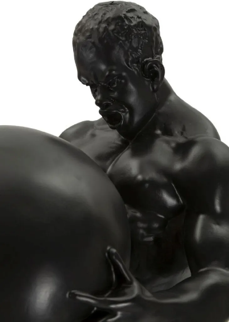 Statue Décorative Atlas en Résine Noire - Objet d'Art Design Intérieur