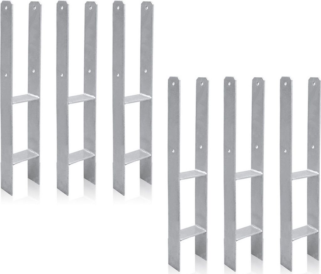 Aopunly 6 Stück Pfostenanker 91MM H-Pfostenträger H-Anker 600 mm Länge Pfostenschuh für Carport Silber