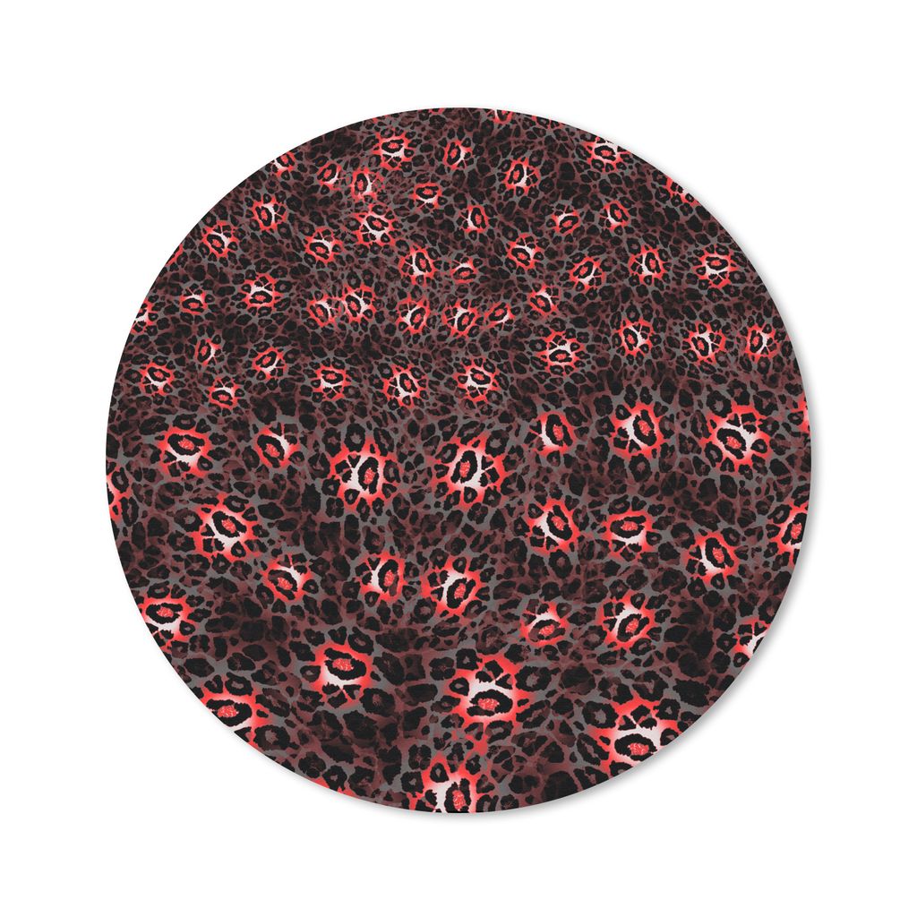 MuchoWow Mauspad Mousepad Leopard - Rot - Muster 20x20 cm - Mousepads - Maus Mat - Pad - Mausunterlage - Schreibtischmatte