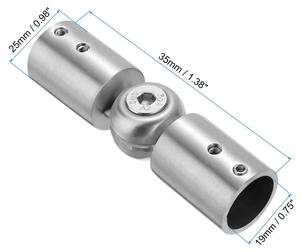 2 Stš¹ck Verstellbare Gardinenstangen Eckverbinder 19mm Innendurchmesser 304 Edelstahl Fenster-Scharnierverbinder mit Sechskantschlš¹ssel, Schwarz