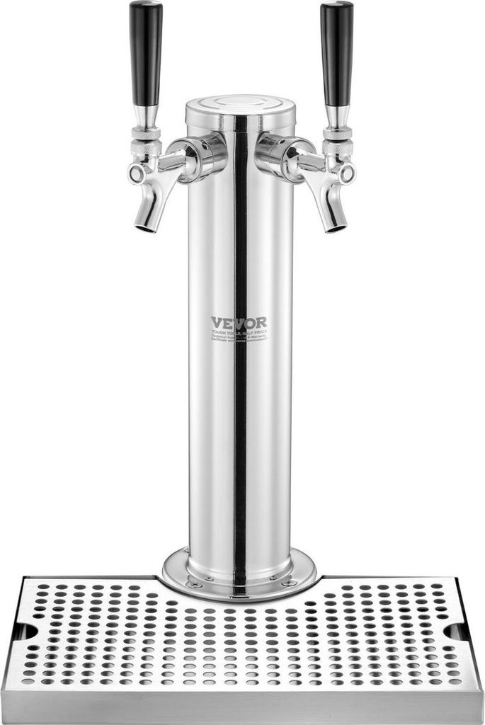 Kegerator Tower Kit, Dual Taps Beer Conversion Kit, Stainless Steel Keg Beer Tower Dispenser with Dual Gauge W21.8 Regulator & S-System Keg Coupler...