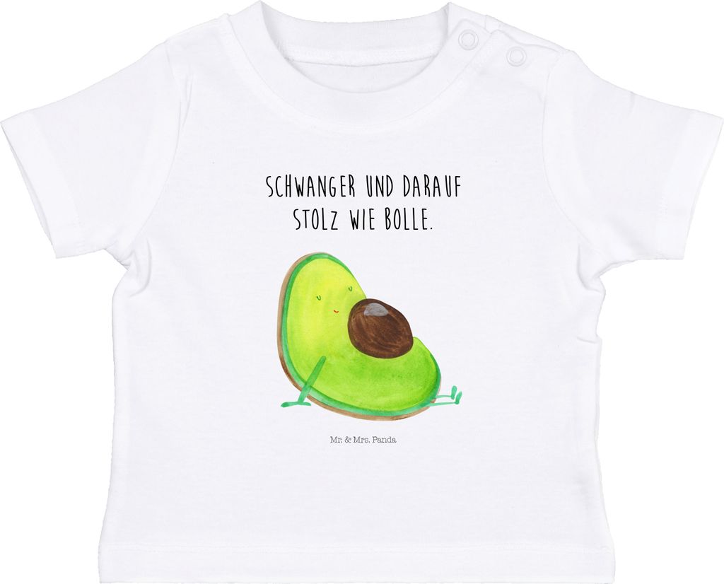 Mr. & Mrs. Panda T-Shirt Avocado Schwangerschaft 0. - 6. Monat - Weiß - Geschenk, Babyshirt, Geburt, Liebe, Baby Baumwollshirt, Kinder Oberteil, B...